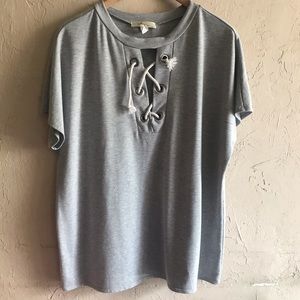 Gaze | Gray Cris Cross Oversized Top